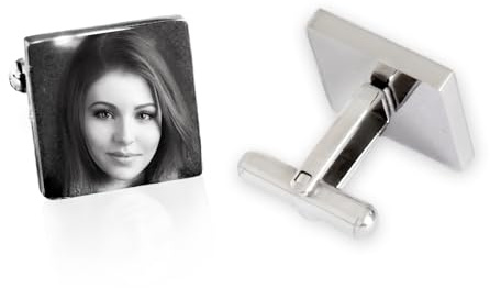 Contento | Personalisierte Manschettenknöpfe aus Edelstahl mit Fotogravur & Textgravur | Personalisierbar | Geschenk für Männer | Gravur in Unterschiedlichen Varianten