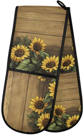 Quteprint Maniques doubles de cuisine matelassées, résistantes à la chaleur, 17,8 x 88,9 cm de long, pour pâtisserie, barbecue, barbecue et micro-ondes – Lavable en machine avec boucle de suspension