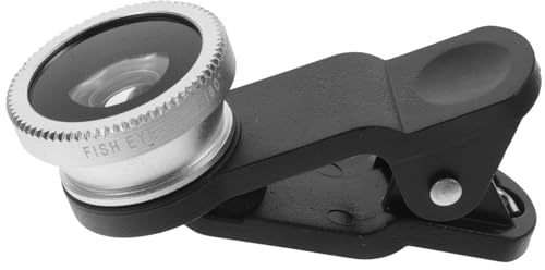 3-in-1 Handykameraobjektiv mit Fischauge Makro Weitwinkel für Handy | Aluminiumlegierung und Glas, 52-mm Universalanschluss mit Clip On, Silberfarben, für Mobile Geräte