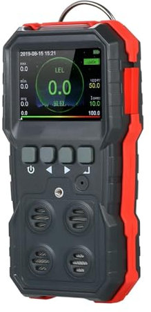 YXZKJZJ Detector de Gas Industrial 4 en 1, Detector de monóxido de Carbono, oxíno, Gas Combustible, H2S, 120 000 Registros de Datos, Alarma de vibración y luz Sonora Lectura en Tiempo Real