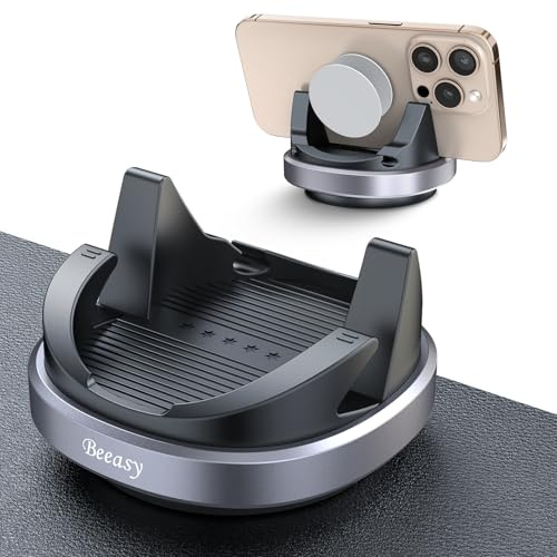 Beeasy Soporte Movil Coche para Salpicadero, 360 Grados Giratorio Soporte Teléfono Coche, Silicona Antideslizante, Universal Porta Movil para iPhone Samsung Xiaomi Google Smartphones