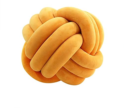QVQV Knotenkissen, Couchkissen, Sofa Kissen, Knoten-Ball-Kissen, Deko Zierkissen, Geknotetes Kissen für Sofa, Rund Knoten Knoten, Knot Pillow Ball, Gelb, 20cm