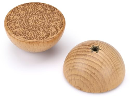 SYZOW 6 Stück Möbelknöpfe Holz, Holzgriffe für Schränke,Schrankknöpfe Mit Schrauben, Holzgriffe Möbel, Möbelgriffe holz (6, Holz)