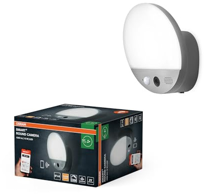 Osram Luminaire extérieur SMART+ avec caméra HD et détecteur de mouvement, | SMART+ Wifi Camera, Outdoor Lighting Accesories, Gris foncé, 180 mm dia, 25000 h, pack de 1