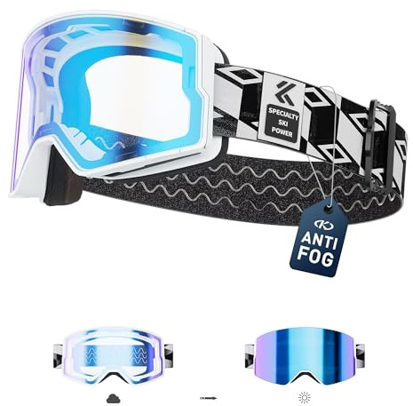 KAPVOE Gafas de Esquí Fotocromáticas y de Colores Antivaho UV400 Diseño OTG para Hombres Mujeres y Adolescentes para Esquí y Snowboard K722