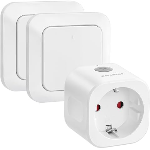 SURAIELEC Funksteckdose Set mit 2 Fernbedienungen, 16A 3680W, 30m