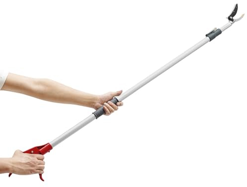 Telescopic Branch Cutter Tree Pruner Extendable Long Reach Pruner Telescopic Tree Lopper Long Reach Pruning Sawing Branches Picking Vegetables Fruit 1.2-2.2米 Maximum Clamping Weight 3kg SK5 Steel