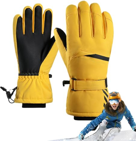 Gazocua Guanti da sci da donna | guanti da ciclismo | impermeabili termici antivento touch screen per donne e uomini all'aria aperta, pattinaggio, sci, snowboard