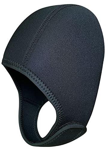 Pocoiau Gorro térmico de neopreno con correas de barbilla, gorro de neopreno para surf, gorro de buceo de 2,5 mm, gorro térmico para surf
