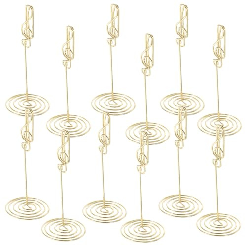 Gogogmee 12 pièces Lot de Porte-Cartes de Table Design Note de Musique Doré Support Stable pour Mariage Bureau Décoration Polyvalente