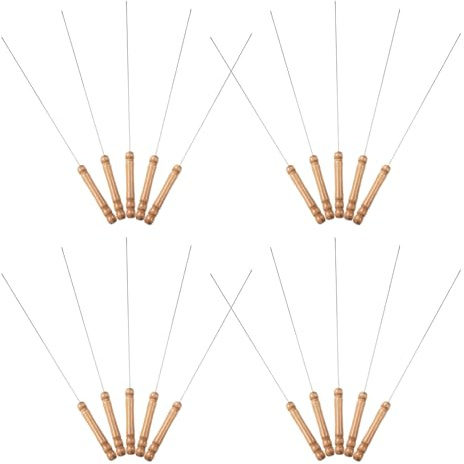 POPETPOP Lot de 20 Brochettes à Kebab en Acier Inoxydable avec Manche en Bois Brochettes Rondes Réutilisables de 33 CM pour Barbecue Grillades en Extérieur Cuisson Uniforme des Viandes