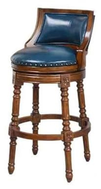 LICONG-2020 Barhocker Vintage Barhocker Hochhocker Europäische Rückenlehne Bar Drehstuhl Holz Licht Luxus Barstuhl(Blue)