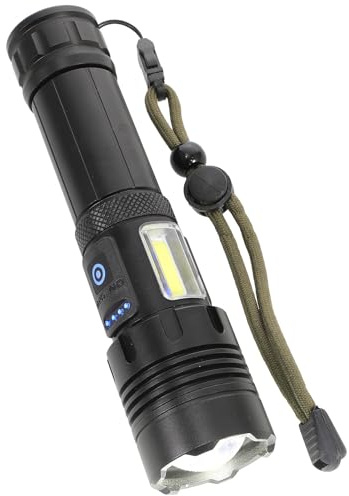 DECORNIJIA Lampe de Poche Télescopique Rechargeable USB P70 Zoom Réglable LED Portable Étanche Éclairage Secours pour Camping Randonnée Extérieur
