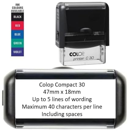 Personalised Custom Made Self-Inking Business Company Address Rubber Ink Stamp - 48mm x 18mm (Up to 5 Lines)