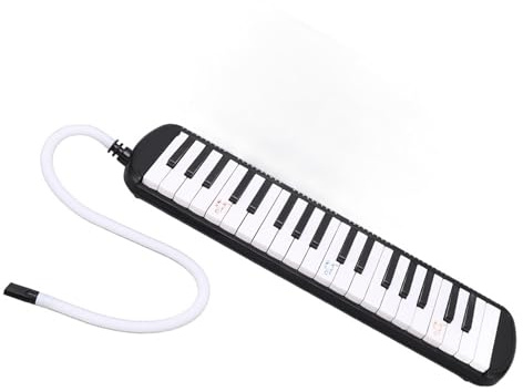 RASTKY Tragbares Melodica-Blasinstrument mit 37 Tasten und Integrierter Tastatur, Bequem zu Bedienen für Anfänger (Pink) (BLACK)