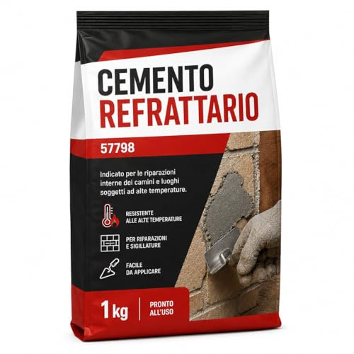 Cemento Refrattario 1 Kg per Camini Stufe Barbecue Forni Riparazioni Alte Temperature LEMAG SRL