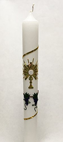 Taufkerze Kommunionkerze K-4 Gold inkl. Tropfschutz und Beschriftung KW-JO-K04
