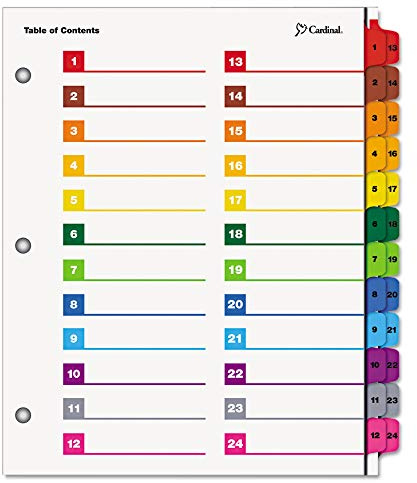 OneStep Printable Table of Contents/Dividers, 52-Tab, 11 x 8 1/2, Multicolor