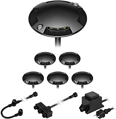 ledscom.de Lampe LED de sol en saillie Bunda, 4 flammes, pour l'extérieur, noir, carrossable, blanc froid, 6 pièces