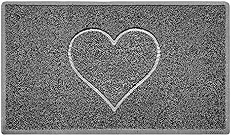 Nicoman Herz Geprägt Fußmatte-(Geeignet für Innen- und Schützen Außen), Mittel (75x44cm), Grau
