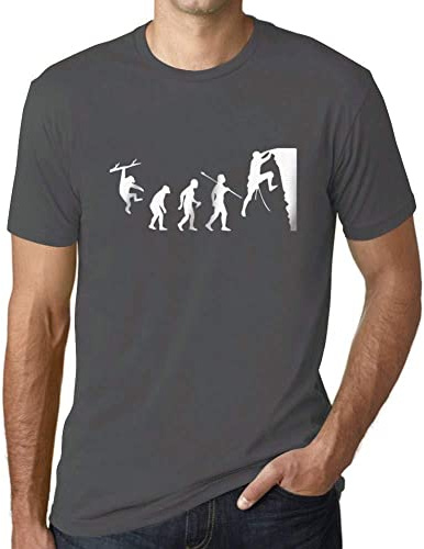 Camiseta Estampada para Hombre Evolución De La Escalada – Climbing Evolution – T-Shirt Vintage Manga Corta Regalo Original Cumpleaños Diseño Gráfico Moda Gris ratón M