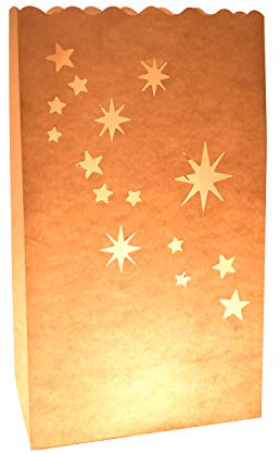 Partay Shenanigans Christmas Lantern Bag - 24 Pack North Aurora Point Star Luminaries Flame Resistant Paper Bags for Tea Lights and Candles - Perfect for Christmas Decoration 6 x 10 x 3.5