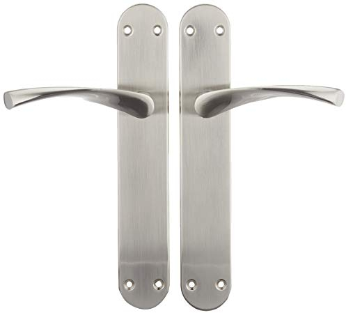 Juego de manivela con placa niquel satinado para puerta de interior