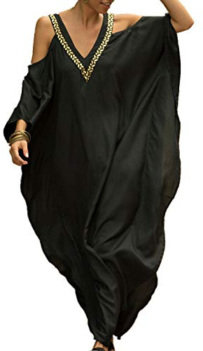 L-Peach Vestido de Playa Caftán Bohemio para Mujer Ropa de Estar Encubrimientos Bata Pareos