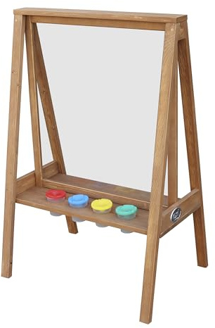 AXI Eric chevalet pour enfants en bois brun foncé | Tableau de peinture avec toile en plexiglas et 4 boîtes de peinture | 50x70x105 cm