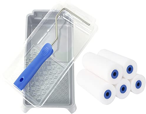 Mister Rui Foam Paint Roller Kit, 4 Inch Paint Roller Set, 8 Pack, Mini Paint Roller, High Density Small Paint Roller für flache Oberflächen und bringt glatte Oberflächen