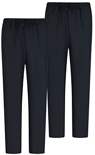 MISEMIYA - Pack 2 PCS - Pantaloni Unisex Vita Elastica Uniforme di Lavoro Clinica Ospedale - XX-Large, Nero 68