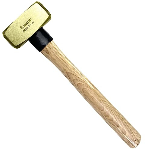 WEDO Fäustel mit Holzgriff Geschmiedeter Hammerkopf 500g Vorschlaghämmer aus Messing 310mm Sicherheits-Handwerkszeug Messinghammer