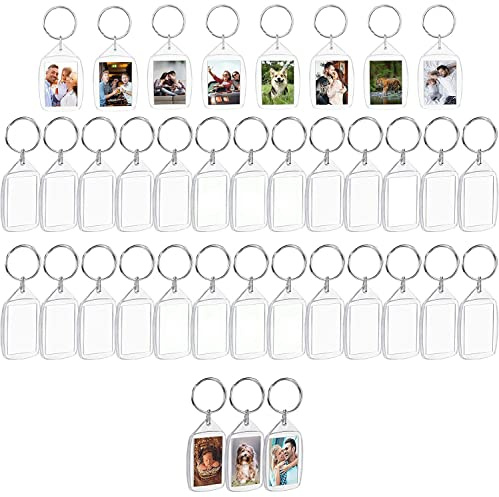 Norhogo Nyckelring med foto, dubbelsidig (100 stycken) 5,4 x 3,4 cm, personlig akrylfotonyckelring, för familjevänner, par, pysselgåva, ljusbild, Transparent, En Storlek