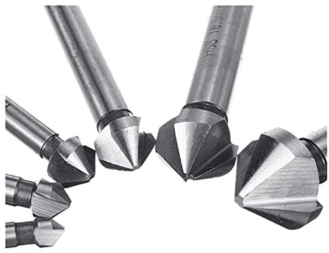ZSBLXHHJD Router-Bits 6 Stück 3-Blade 90-Grad-HSS -Fasen-End-Mühlenschneiderzähler-Loch Entgrat-Kegel-Bohrer Set 6.3-20,5m (Color : Titanium No Box)