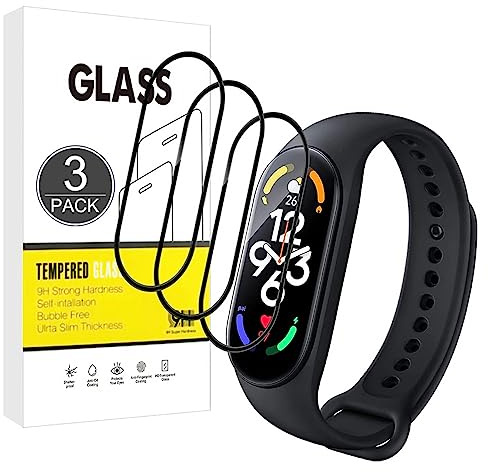 E-Hamii Protector de pantalla Compatible con Xiaomi Mi Band 7,[3 Pack] [Cubierta completa curvada en 3D][Resistente a los arañazos] Protector para Xiaomi Mi Band 7