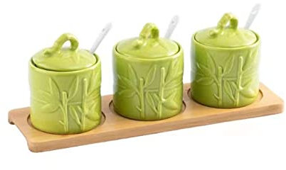 Bocaux Sucrier Chinois avec Couvercle, Pot à Sucre en Porcelaine Verte, Pot à sel de 200 ML, Vert - 1 Pot Unique (Couleur : Vert, Taille : 1 lot) (Color : Green, Size : 3 Set)