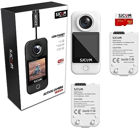 SJCAM C300 Pocket Action Kamera 4K30fps, 1.33'' Touchscreen Sportkamera, 2.4G/5G Dual WiFi 20MP Helmkamera, 6-axis EIS Unterwasserkamera 30m/98ft Wasserdicht