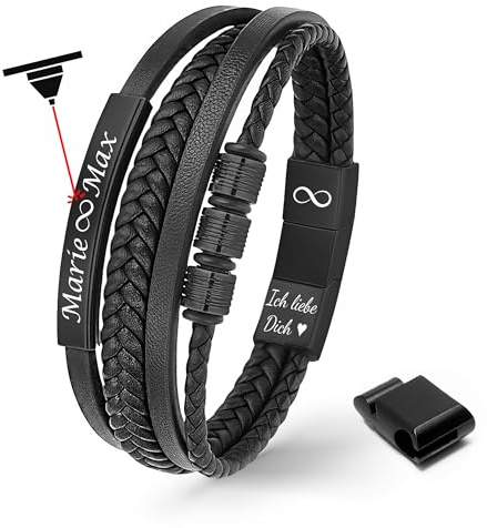 UNIQAL | Personaliesiertes Lederarmband mit Gravur SHAPE Herren Damen | Leather Bracelet mens | Magnetverschluss | handgemacht in Germany