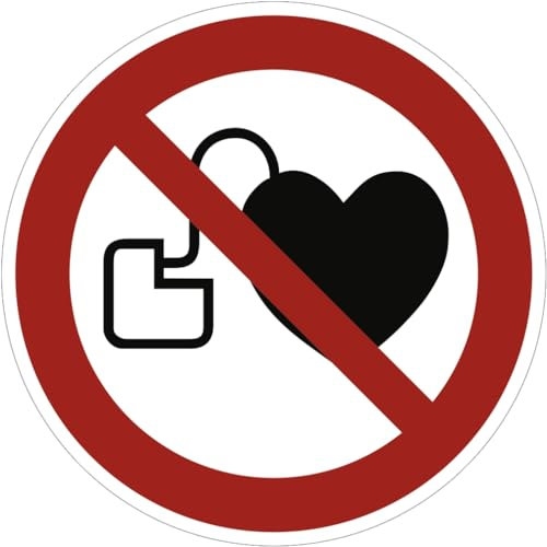 Dreifke® Alu-Schild Kein Zutritt für Personen mit Herzschrittmachern oder implantierten Defibrillatoren, Ø20cm, 1 Stück, Gebotszeichen (P007) gem. ISO 7010