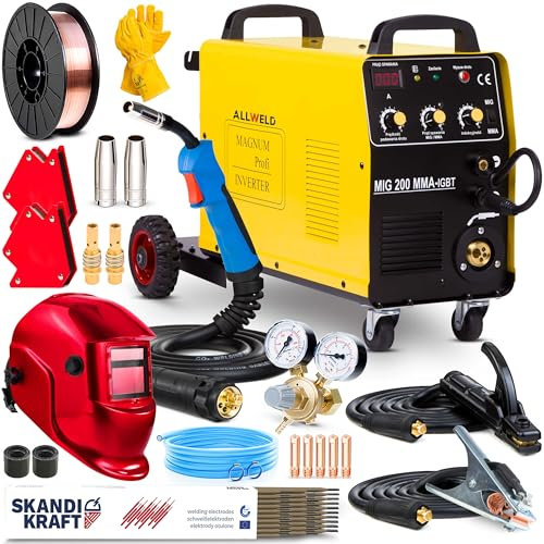 Magnum MIG 200/2 - Soldador de hilo sin gas y con gas multiproceso 200A 230V/400V con chasis - Funciones: Flux, soldadura MMA y Inductividad - Set Premium