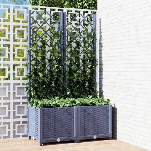 SECOLI Blumenkasten mit Spalier, 80x40x136 cm, Dunkelgrau, Pflanzkübel für Garten
