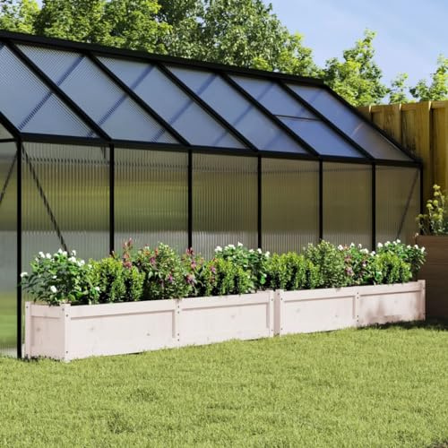 AUVYI Blumenkasten Pflanzkübel 2 STK Hochbeet Gartenbeet Kräuterbeet Gärten Dekoration Gemüsebeet für Anbau Pflanzen Blumen und Gemüse Gartenmöbel Innen-und Außeneinrichtung Weiß 180x31x31 cm