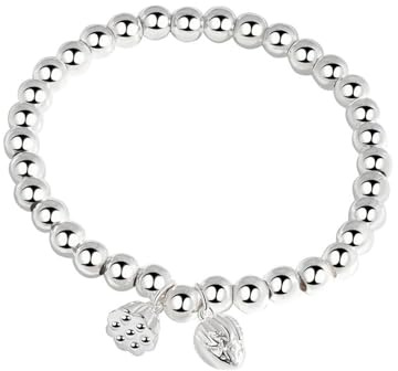 SOLBUM 925 Sterling Silver Handmade Strand Chain Bracelet 4mm Bead Ball Stretch Bracelets for Women Girls Silver Jewelry Gift (Color 3-One Size)