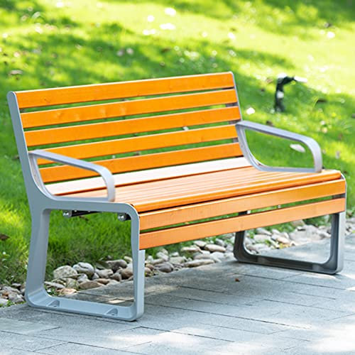 SORVA Gartenbank, Terrassenstuhl, wetterfestes Sitzmöbel, Terrassenbank aus Hartholz und Aluminiumguss, Zweisitzer-Sofa, Rückenlehnenbank für den Außenbereich im Park oder Pool, Sitzbank für den E