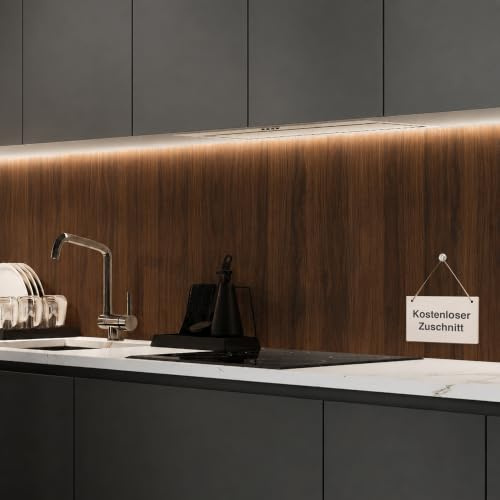 WALLando Premium Küchenrückwand, individueller Größenzuschnitt | Einfach zu montierende PVC-Wandverkleidung für die Küche – Hitzebeständiger Spritzschutz aus Kunststoffplatten –Eiche Catania