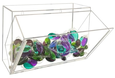 Gnjoyxuan Laundry Pods Container for laundry room organization, Acrylic Candy dispenser Coffee Pod Holder Dishwasher Pods Container for Wall or Hanging