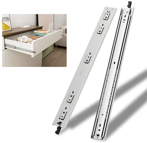NECILO Schwerlast Schubladenschienen mit Schloss, 550mm, 65kg Ladekapazität Schubladenauszüge, Vollauszug mit Kugellager, Seitenmontage schubladenführungen, 1 Paar