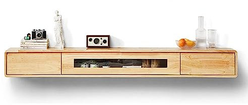 Schwebender TV-Ständer, Wandhalterung, Unterhaltungszentrum, Aufbewahrungskonsole, Medienregal mit Komponentenregalen, modernes Design für Wohnzimmer (Schwarz, 180 cm)