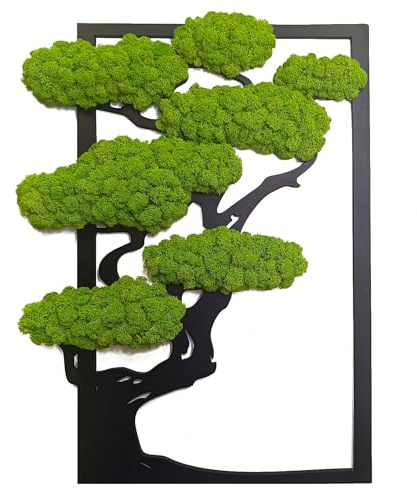 Scandinavian Moss Moosbilder in Form Eines Baumes - Schön Aussehender Wand Baum - Bringen Sie Leben Ihre Wohnung - Wandbild aus Natürlichen Rohstoffen und Deko Moos 50x31cm