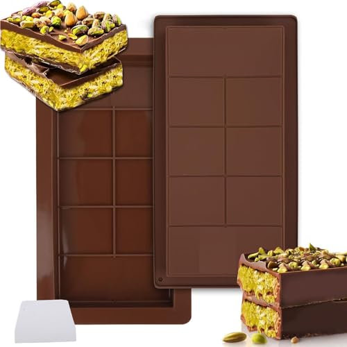 YQBFTC Molde Para Chocolate Sin BPA - Tableta de Silicona Para Turron, Azúcar, Helado y Pastel - 2 Piezas (A)